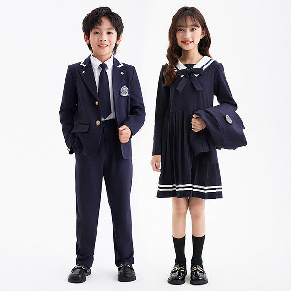 【100-180cm】卒業式 スーツ 学生服 子供制服 小学生 中学生 ジュニア 女の子 男の子 ネイビー系 ワンピース 4点セット 5点セット ゆったりサイズ フォーマルスーツ 卒業 入園式 リボン ネクタイ お受験 発表会 dx007m5m5x0
