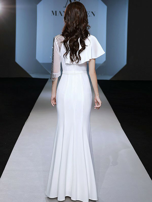 ドレス 大人 ピアノ 発表会 演奏会用ドレス ロングドレス 演奏会 イブニングドレス 結婚式 母親 ピアノ発表会 中学生 パーティードレス 発表会ドレス 高校生 大きいサイズ コンクール ロング 大きいサイズドレス マーメイドライン 黒 袖付き 半袖 フォーマル da265n1