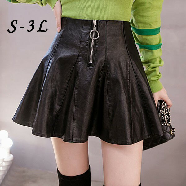 스커트 레이디스 하의 가짜 가죽 스커트 여성 플레어 스커트 미니 스커트 미니 스커트 하이 웨스트 큰 사이즈 가을 겨울 어른 귀여운 귀여운 가짜 가죽 짧은 길이 블랙 dd261n1n1n1