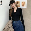 カットソー トップス 袖あり 長袖 Vネック 韓国風 大人 可愛い かわいい 秋 冬 春 夏 オフィス 通勤 20代 30代 40代 OL レディース ファッシ...