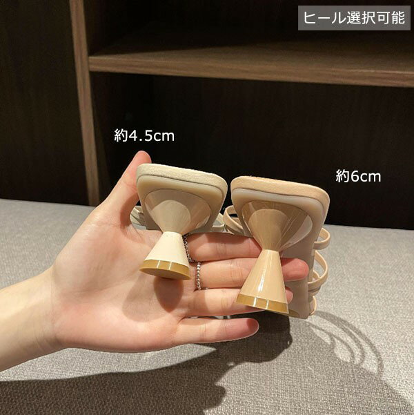 華奢ストラップサンダル 2WAYS ミュール ローヒール サンダル レディース かかとあ...