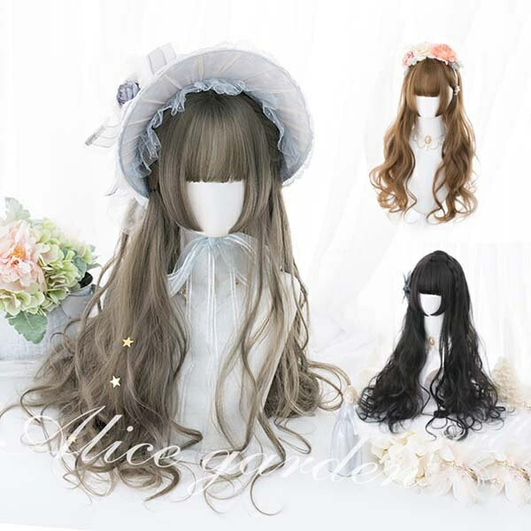 ウィッグ lolita ロリータ風 姫カット かつら 巻き毛 ぱっつん前髪 レディース コスプレウィッグ 可愛い ロング 耐熱ウィッグ 原宿風 コスチューム 仮装 大人用 dp037n1n1x0