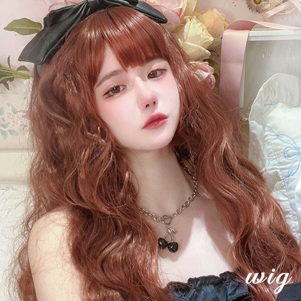 ウィッグ レディース フルウィッグ ロング 巻き髪 オレンジ×レッド ぱっつん前髪 前髪あり 可愛い かわいい 大人用 コスプレ ロリータ ゴスロリ コスチューム 原宿風 仮装 超自然 かつら wig Lolita 小顔 文化祭 イベント 学園祭 ハロウィン dq194n1n1c6