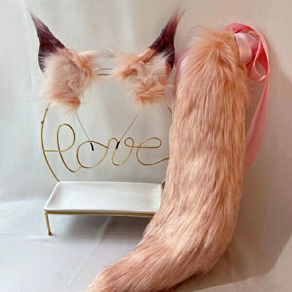 コスプレ道具 狐 狼 耳 尻尾 ピンク 手作り モコモコ 文化祭 学園祭 パーティー アニマル 動物 桃色 COSPLAY ハロウィン 仮装 コスチューム アクセサリー イベント cosplay用 la247n1n1n1