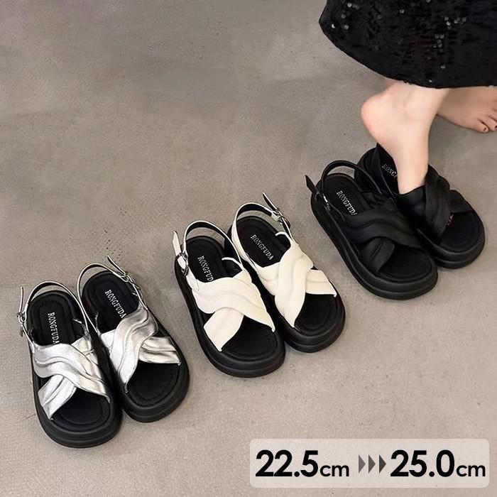 クロスストラップサンダル 厚底サ