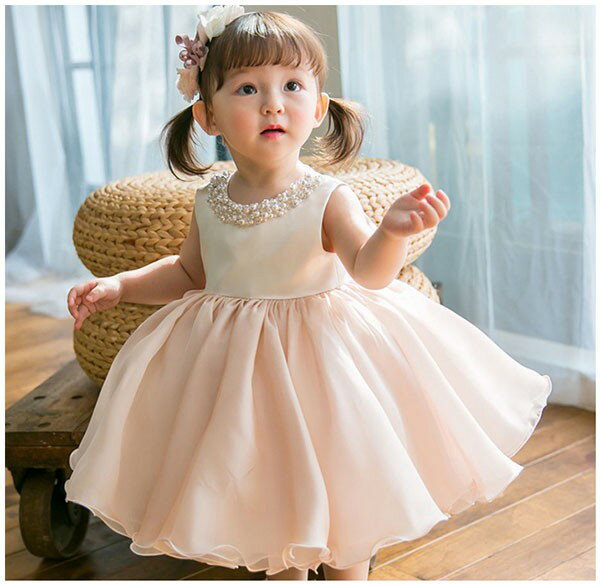 キッズドレス 子供服 子供ドレス フラワーガール ブライダル ノースリーブ リボン パール付き プリンセスドレス かわいい ガーリー ボリューミー ワンピース イベント 発表会 結婚式 フォーマルドレス ドレス 女の子 ピンク 80 90 100 110 120 130 140 150 dg232s1s1n1