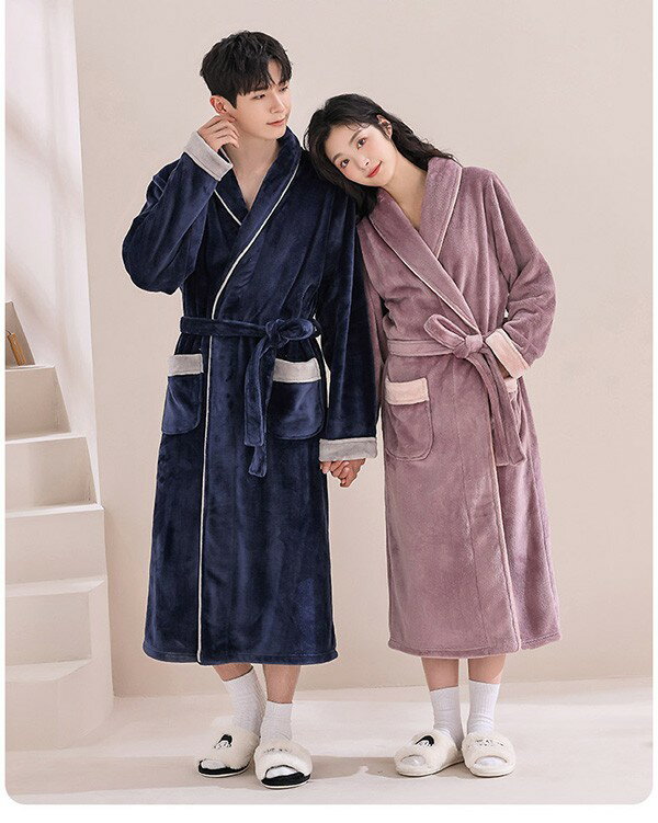 ペアパジャマ 冬 バスローブ メンズ レディース 男女兼用 お風呂上り ルームガウン ロング ナイトガウン 厚手 タオル地 部屋着 パジャマ カップル用 ロング あったか 帯巻き 防寒 暖かい 男性 女性 プレゼントpd031s1s1c6