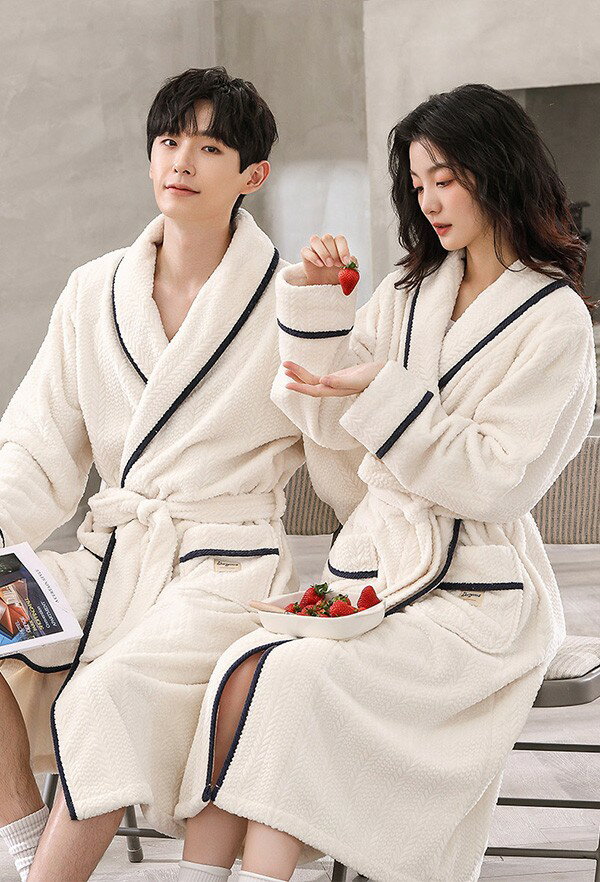 ペアパジャマ 冬 バスローブ メンズ レディース 男女兼用 お風呂上り ルームガウン ロング ナイトガウン 厚手 タオル地 部屋着 パジャマ カップル用 ロング あったか 帯巻き 防寒 暖かい 男性 女性 プレゼントpd032s1s1c6