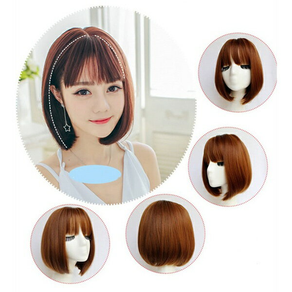 フルウィッグ ショートウィッグ 姫カット レディース 小顔 ヘアネット付 ふんわり前髪 コスプレ ハロウ..