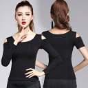 【サイズ有M/L/2L/3L】【単品】トップス ラテン ダンス 衣装 社交ダンス衣装 社交ダンス ダンス衣装 女性用 肩出し 長袖 半袖 無地 ステージ衣装 練...