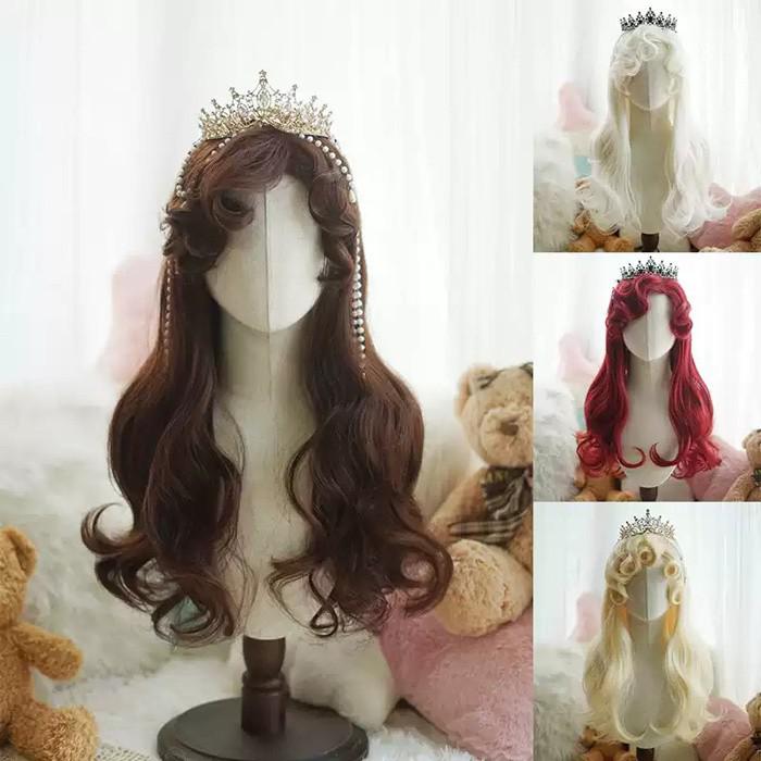 ウィッグ ロング カール ティアラ付き 王女風 姫系 コスプレ ハロウィン 学園祭 文化祭 パーティー 仮..