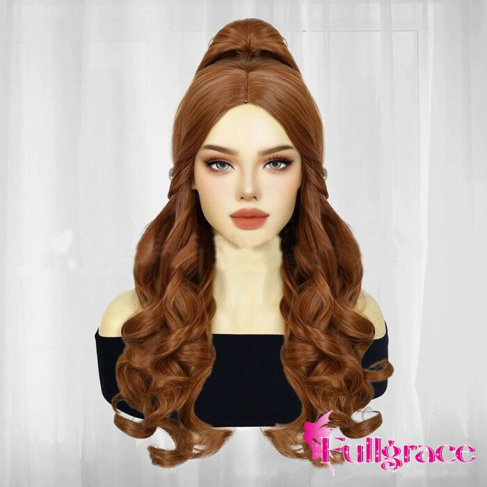 フルウィッグ 中世の貴族風 巻き毛 ロングウィッグ かつら 女性 長髪 レッドブラウン レディース コスプレ ハロウィン 発表会 学園祭 文化祭 ロリータ 可愛い dp010x0x0n1