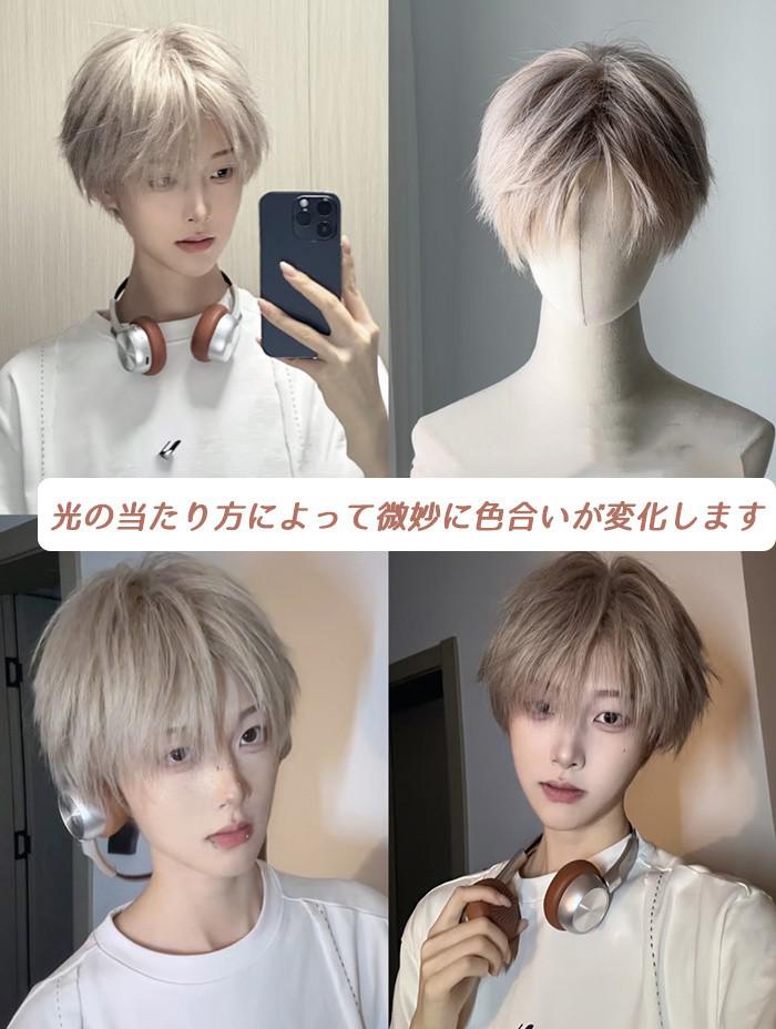 ショート ウィッグ メンズ レディース ユニセックス 耐熱 自然 フルウィッグ マッ...