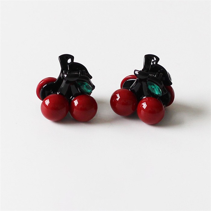 2点セット ヘアクリップ レディース 髪留め ミニクリップ チェリー さくらんぼ ヘ...