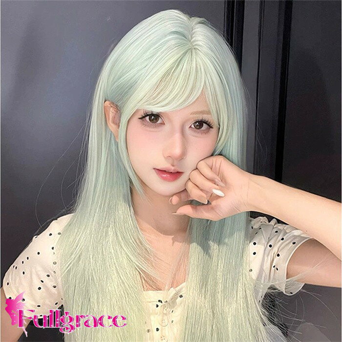 ショップトップ > カテゴリトップ > ウィッグ > ロリータ風 セット内容&nbsp;✽.*꙳ フルウイッグ/ヘアネット【※こちらの商品は、個人差等ございますので、商品ご到着後、お客様ご自身より手くしやカット等多少の調節が必要な場合もございます。】「記載のないアクセサリー、小物等は付属しません」 素材&nbsp;✽.*꙳ 耐熱ファイバー カラー&nbsp;✽.*꙳ ミントグリーン サイズ (cm)&nbsp;✽.*꙳ フリーサイズ※表記寸法と実寸値の多少の誤差はご容赦ください。 よくある質問 Fullgrace &nbsp;✽.*꙳ Q1. どのようなシーンに合わせやすいウィッグですか？▸ コスプレや仮装、撮影、イベント、ハロウィンなど幅広いシーンに取り入れていただけます。by FullgraceQ2. 前髪や顔まわりはどのようなデザインですか？▸ 前髪ありのデザインで、サイドバングとレイヤーを取り入れたロングスタイルです。顔まわりにもアクセントをつけやすいデザインです。by FullgraceQ3. ミントグリーンは派手すぎる印象になりませんか？▸ 淡いミントグリーンのくすみカラーで、個性的ながらやわらかな印象に仕上げやすい色合いです。by Fullgrace模倣品・コピー商品を扱うお店が増えています。ご注文のショップ名と、画像や商品説明にあるショップ名が同一かご確認の上ご注文ください。 送料&nbsp;✽.*꙳ ★1点 880円(北海道・九州・沖縄・離島除く)商品を複数ご注文の場合の送料は、下記の表を参照してください。 ※SALE品など、他商品との同梱発送不可の商品と合わせてご購入の場合、送料の計算が異なりますのでご注意ください。 注意事項&nbsp;✽.*꙳ ●ページの閲覧環境によって、掲載写真と実際の商品の色合いが異なる場合があります。 ●モデルに小物を使う場合がございますが、商品に含まれませんので、セット内容をご確認ください。 ●製造過程・出荷過程の間に出来た細かなキズ・折りジワ・ヨゴレなどある場合がございます。細かい部分まで気になさる方は、ご購入をご遠慮ください。 ●商品の仕様は、製造元の都合により予告なく変更や突然の欠品等で商品手配の遅れや手配ができない場合がございます。 ●お届けした商品に不備がございましたら、お届け後5日以内にご連絡ください。早急に対応させていただきます。なお期日を過ぎた場合はお受け致しかねます。 ●土日祝祭日のご注文およびお問い合わせへの弊社からのご連絡は、翌営業日となります。 ●海外製品のため、詳細タグなし。 ●配送の関係上、ラッピング対応は受け付けておりません。 &nbsp;&nbsp;会社・学校・団体でご購入のお客様 発送の際、ご担当者様のお名前（フルネーム）が必要となります。 登録情報のお名前を、会社名や団体名のみでご登録されている場合、ご登録名をご担当者様のお名前にご変更していただくか、【備考欄】にフルネームでご記入願います。 【納品書や領収書につきまして】 当店では個人情報保護及び環境保全の為ペーパーレス化に取り組んでおりますので、お届けのお荷物に納品書（お買上明細書）は同封しておりません。ご了承くださいませ。 ご希望の場合、ご注文時【備考欄】にご記入願います。PDFファイルをメールにて添付いたします。 &nbsp;&nbsp;返品・交換・キャンセルについて サイズ間違い・イメージ違いなど、お客様都合によるキャンセルやご交換は原則として承っておりません。返品ルールに関しましては、リンク先ページをご覧の上、お気軽にお問い合わせください。 SIMILAR COLOR ミントグリーン 緑