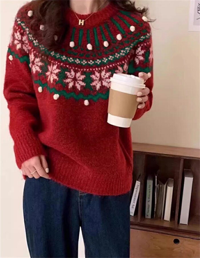 楽天市場】ノルディック カーディガン（カラーレッド）（ニット