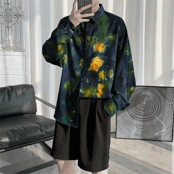 アロハシャツ シャツ レディース メンズ 男女兼用 開襟シャツ 夏物 ハワイアン 長袖 総柄 可愛い かわいい ゆったり 体型カバー 大きいサイズ ヴィンテージ...