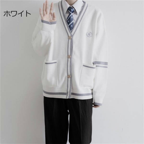 入学式スーツ定番のセーター 無地 スクールカーディガン スクール カーディガンニットベスト 4点セット制服 春 ニットソー ニット生地 リブ Vネック セーター(全5色) 男の子 通学 中学生 高校生