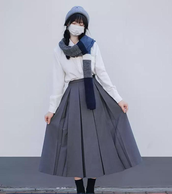 上品 人気可愛い スクールプリーツスカート BOXヒダ 濃紺 黒 スクールスカート プリーツスカート ロングスカート 正統派 制服 女子高生 学生服 中学 無地 ひざ丈 膝下 長め シンプル 通学 学生 中学生 高校生 スクールユニフォーム グレー ネイビー XS-5XL dg108zbzbn1