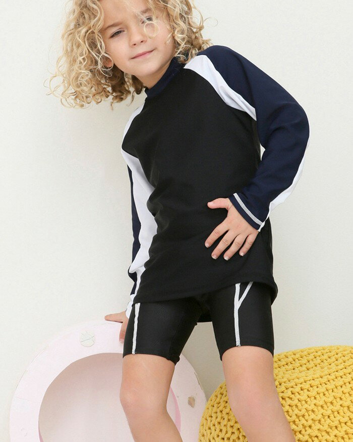 スクール水着 男女兼用 男の子 女の子 ラッシュガード キッズ 小学生 かぶり ファ...
