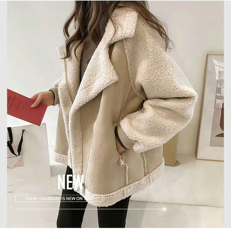 ボア ジャケット レディース 冬アウター カジュアル フェイクムートン コート 防寒 ボアフリース ブルゾン オシャレ バイカラー 裏ボア アウター あたたか 上着 厚手 ライダースジャケット 羽織り ボアコート 秋冬