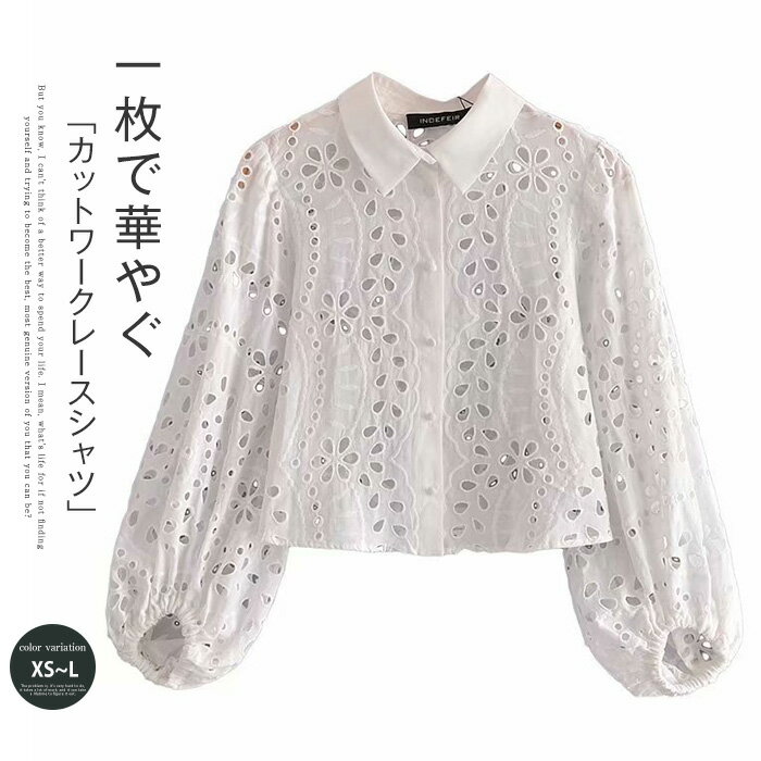 シャツ レディース レース 花柄 刺繡 長袖 春 夏 秋 カットワーク トップス シャツ 羽織り 透かし彫り カーディガン フェミニン 着回し シンプル おしゃれ 大人 カジュアル こなれ感 ゆったり ボリューム感 女性らしい 着瘦せ 大きいサイズ きれいめ 母の日(4)