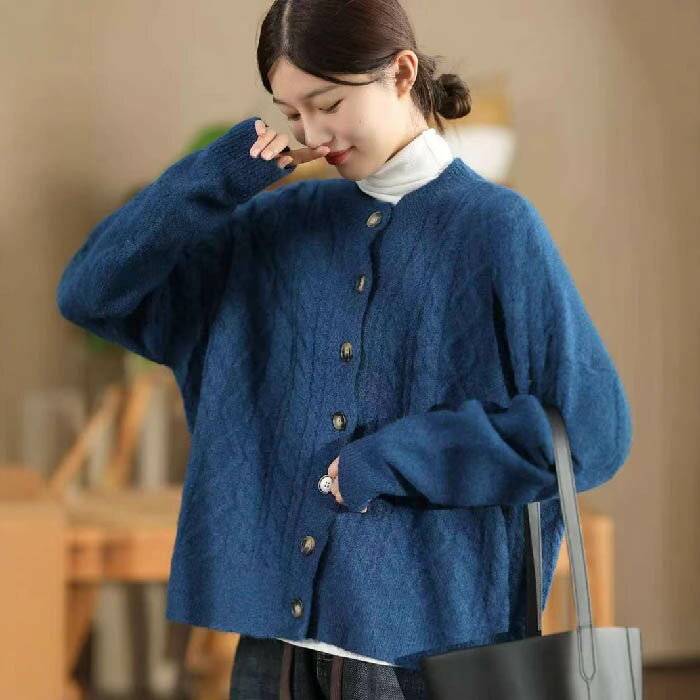 ニットカーディガン ケーブル編み カーディガン ニットカーディガン ノーカラー ニット ゆるカーディガン ニットカーデ 羽織り 春 秋 羽織り レディース 大人カジュアル 大人可愛い 体型カバー フェミニン 無地 ゆったり 柔らか 着まわし