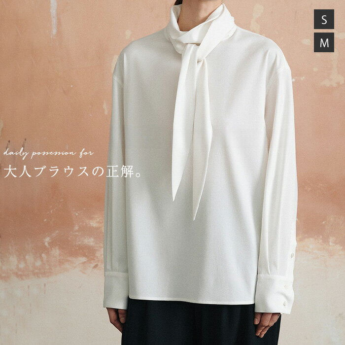 Rakuten - シャツ ブラウス リボン レディース 長袖 春 秋 トップス リボン ブラウス 2way ブラウス ハイネック フェミニン スーツインナー 着回し シンプル おしゃれ 大人 カジュアル こなれ感 ホワイト 白 オフィス フォーマル ビジネス 通勤 OL