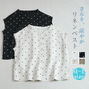 シャツ ブラウス ノースリーブ レディース フリル襟 シャツ ノースリーブ 春 夏 秋 リネン ノースリーブ トップス ドット柄 ベスト ジレ フェミニン 着回し シンプル おしゃれ 大人 カジュアル こなれ感 春 夏 無袖 重ね着 レイヤード ナチュラル