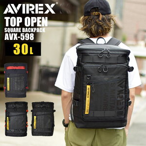 リュック 大容量 ボックス型 AVIREX アビレックス リュックサック 通学 防水 BOX型 メンズ 30L A4 A3 バックパック スクエア レディース 大きめ 通勤 撥水加工 スクエアリュック 中学生 大学生 おしゃれ かっこいい 黒 中学生 高校生 大学生 ブランド サイドファスナー