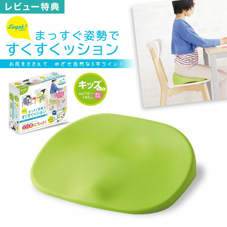 【特典あり】姿勢矯正クッション 子供 まっすぐ姿勢ですくすくクッション ソニック 座布団 椅子 床 低反発 S字ライン キッズ 子供用 丈夫 立体形状 発砲EVA素材 水拭きOK 高さ合わせ 背筋ピン 勉強用 カーペット OK リビガク 座育 シンプル おしゃれ 勉強机 猫背対策 腰痛