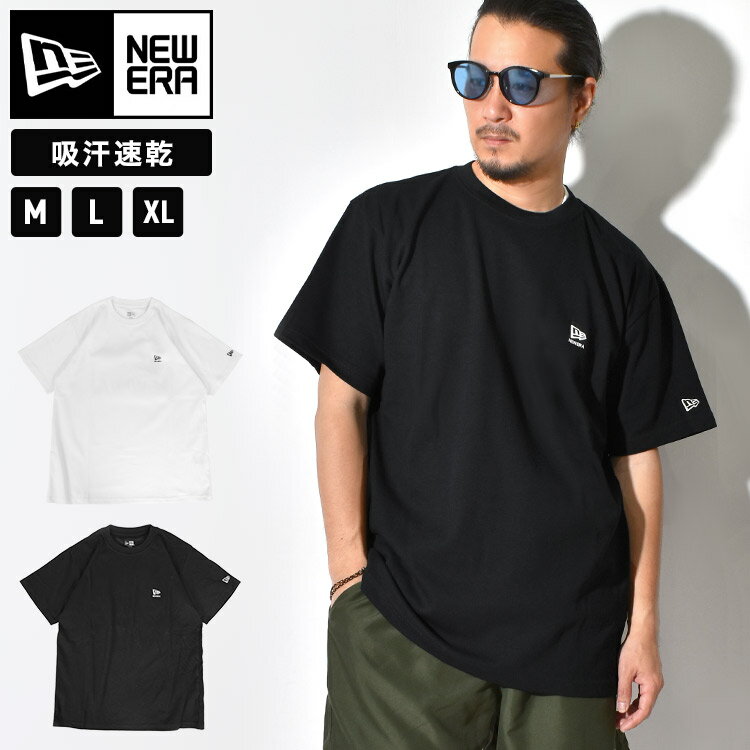 ニューエラ Tシャツ 半袖 NEWERA メンズ レディース 吸水 速乾 ロゴ 春 夏 大きいサイズ 薄手 14121828 14121829 ドライトレーニング スポーツウェア クルーネック ブラック 黒 ホワイト 白 M L XL ゆったり ブランド レギュラーフィット パフォーマンス Flag and Wordmark