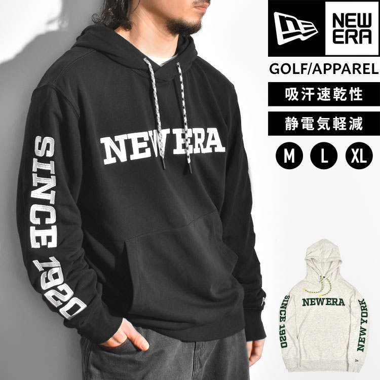 ゴルフウェア パーカー ニューエラ NEWERA GOLF メンズ レディース ゴルフ スポーツウェア プルオーバー スウェット フード 薄手 春 秋 ドライ 吸汗速乾 静電気軽減 M L XL ゆったり オーバーサイズ 大きめ 長袖 ストリート カジュアル ブランド 13516943 13516944 正規品