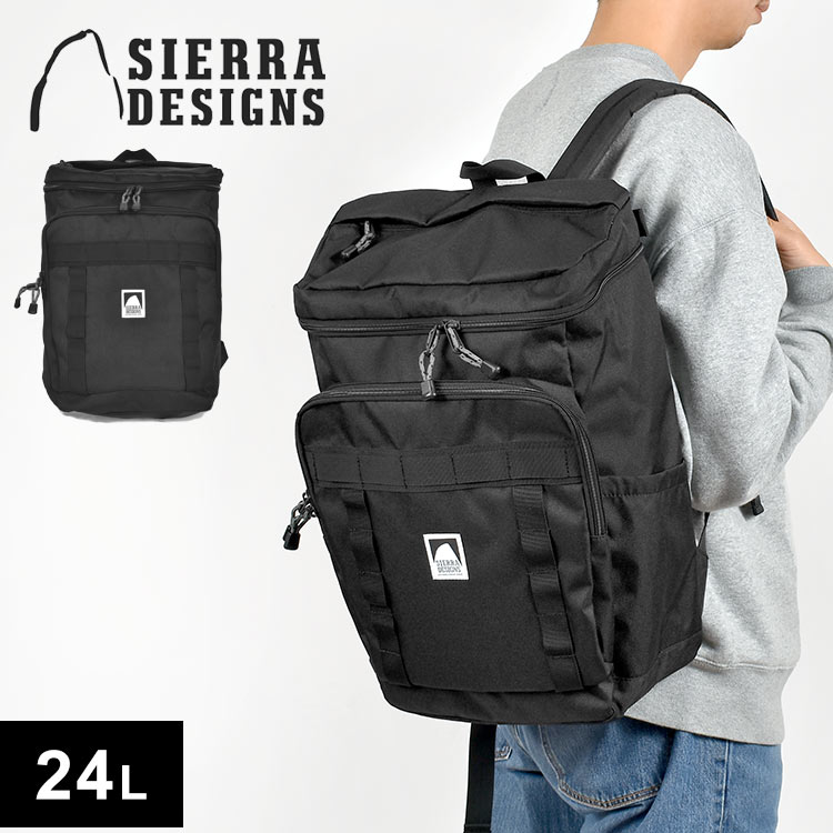 リュック メンズ SIERRA DESIGNS シェラデザインズ 大容量 リュックサック ボックス型 デイパック ブランド スクールリュック 通学 通勤 24L 多機能 PC収納 PCポケット ブラック シンプル レディース おしゃれ 男子 女子 中学生 高校生 大学生 大人 子供 男女兼用 防災