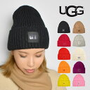 ugg アグ ニット帽 レディース ブランド ニットキャップ リブ編み おしゃれ 帽子 防寒 ウール混 黒 ブラウン グレー ピンク オレンジ レッド イエロー 紫 ビーニー 小顔 肉厚 ボリューム 秋冬 厚手 冬用 通勤 通学 ロゴニットキャップ 人気 プレゼント ギフト カジュアル