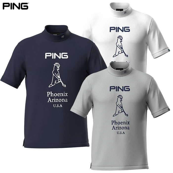 ピン PING Mr.ジャカード 半袖ハイネックニットプルオーバー 621-4172203 メンズ 2024春夏モデル ゴルフウェア 日本正規品 日本モデル ゴルフ ゴルフウェア シャツ