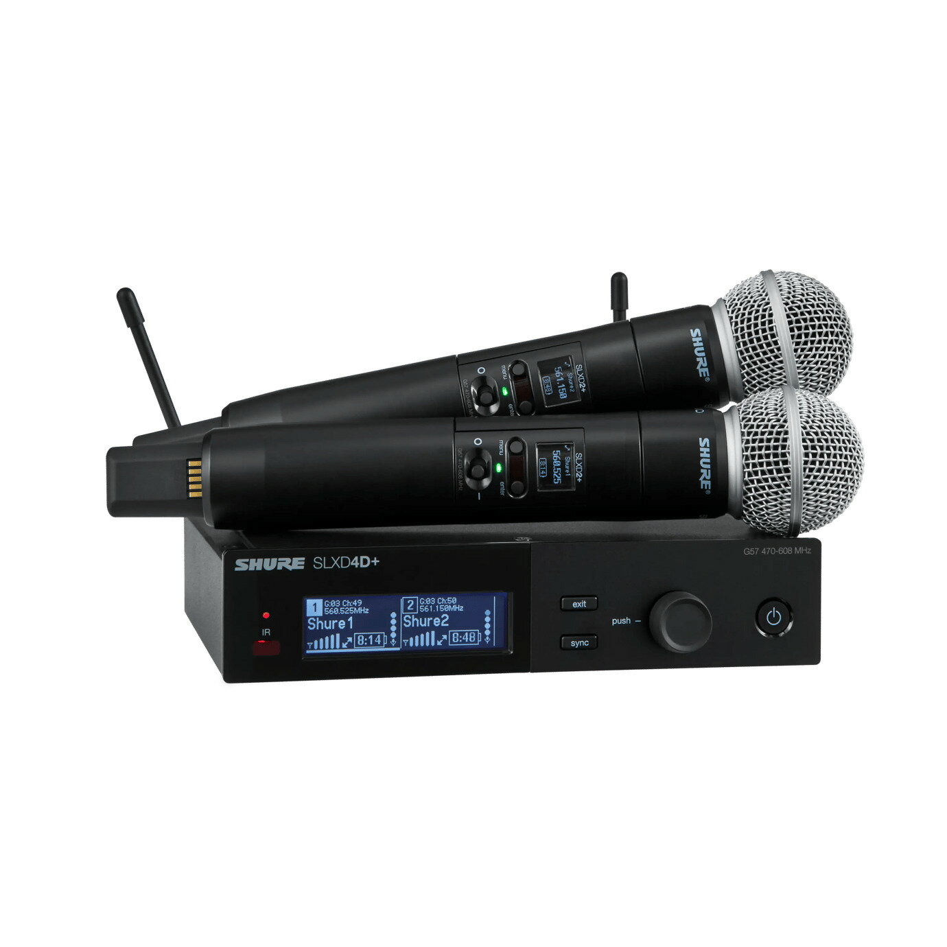 Shure SLXD24D+J/58-JB ワイヤレスマイク 2本セット |SM58 SLX-D SLXD24D＋58-JB プラス B帯 デジタル ワイヤレス システム ハンドマイク マイク ハンドヘルド ボーカル ライブ ステージ 司会 高音質 送信機 受信機 セット 国内正規品