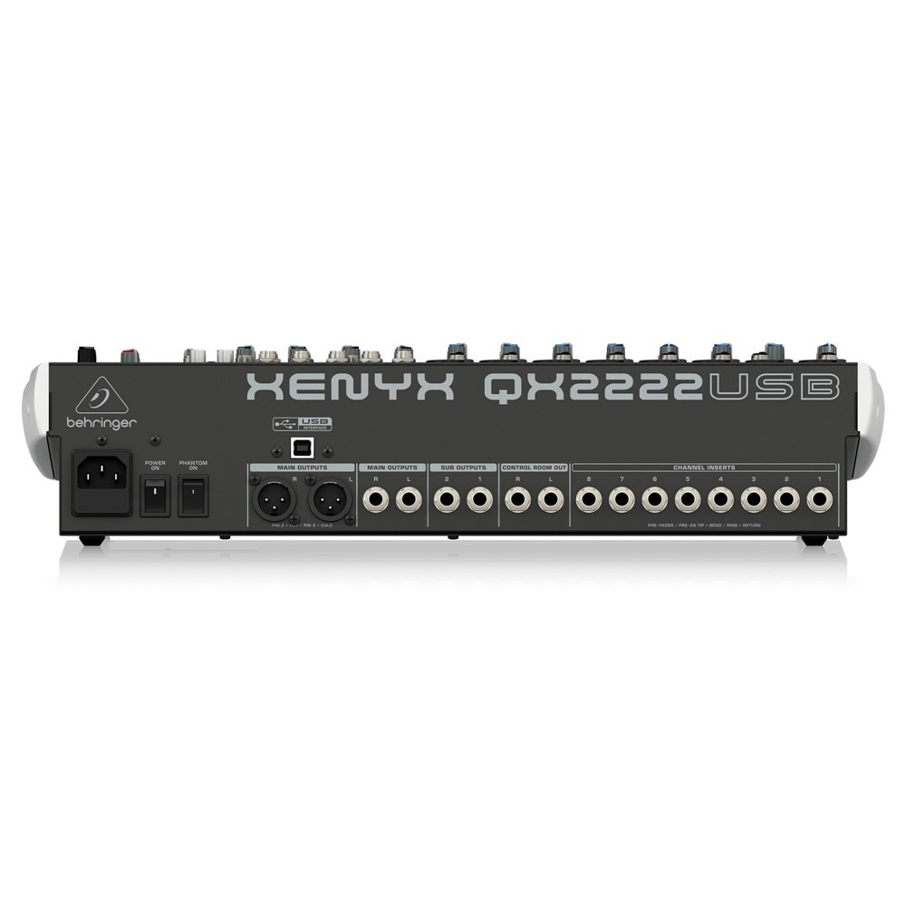 Hibino.com ストア(ヒビノ公式)のBEHRINGER QX2222USB XENYX アナログミキサー | USBオーディオインターフェース機能 3バンドEQ グラフィックイコライザー デジタルエフェクター リバーブ ディレイコンプレッサー 16チャンネル入力 小規模ライブ イベント 国内正規品 安心の3年保証｜アングル3