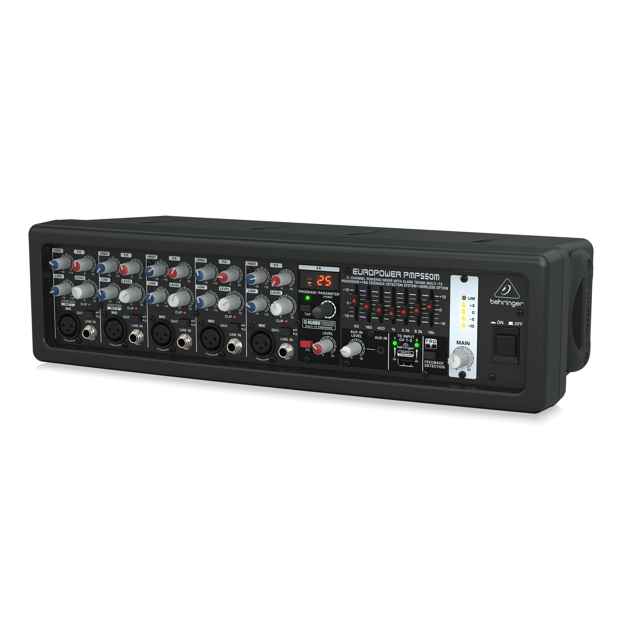 BEHRINGER PMP550M EUROPOWER パワードミキサー ボックスタイプ アンプ内蔵ミキサー パワーアンプ ミキサー リバーブ エコー デジタルエフェクター イコライザー EQ 5チャンネル入力 PA機材 PA機器 音響 国内正規品 安心の3年保証