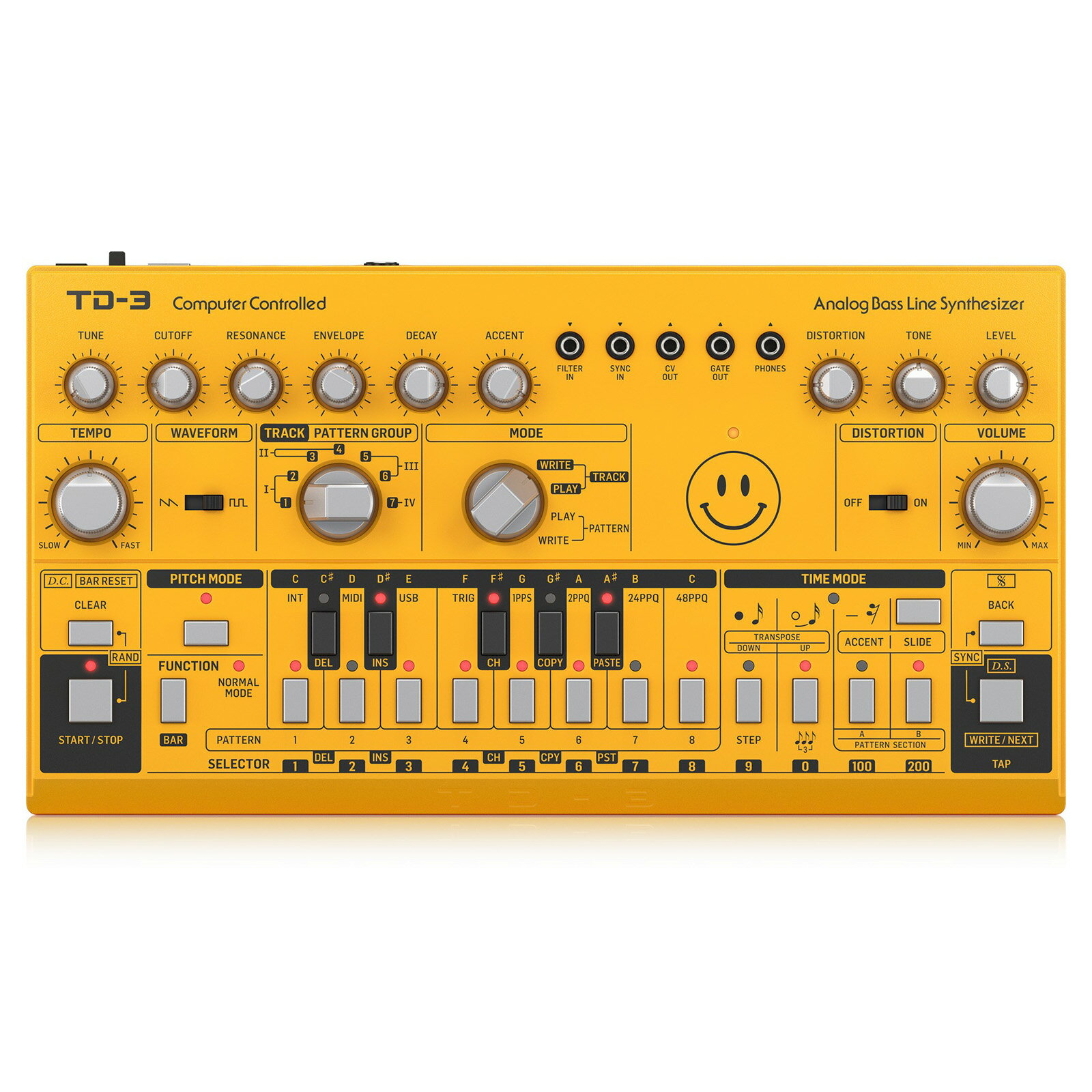 BEHRINGER TD-3-AM アナログ ベースライン シンセサイザー イエロー シンセベース ベース トラックメイカー シーケンサー アルペジエーター ハウス テクノ EDM アンバー TB-303 クローン 国内正規品 安心の3年保証