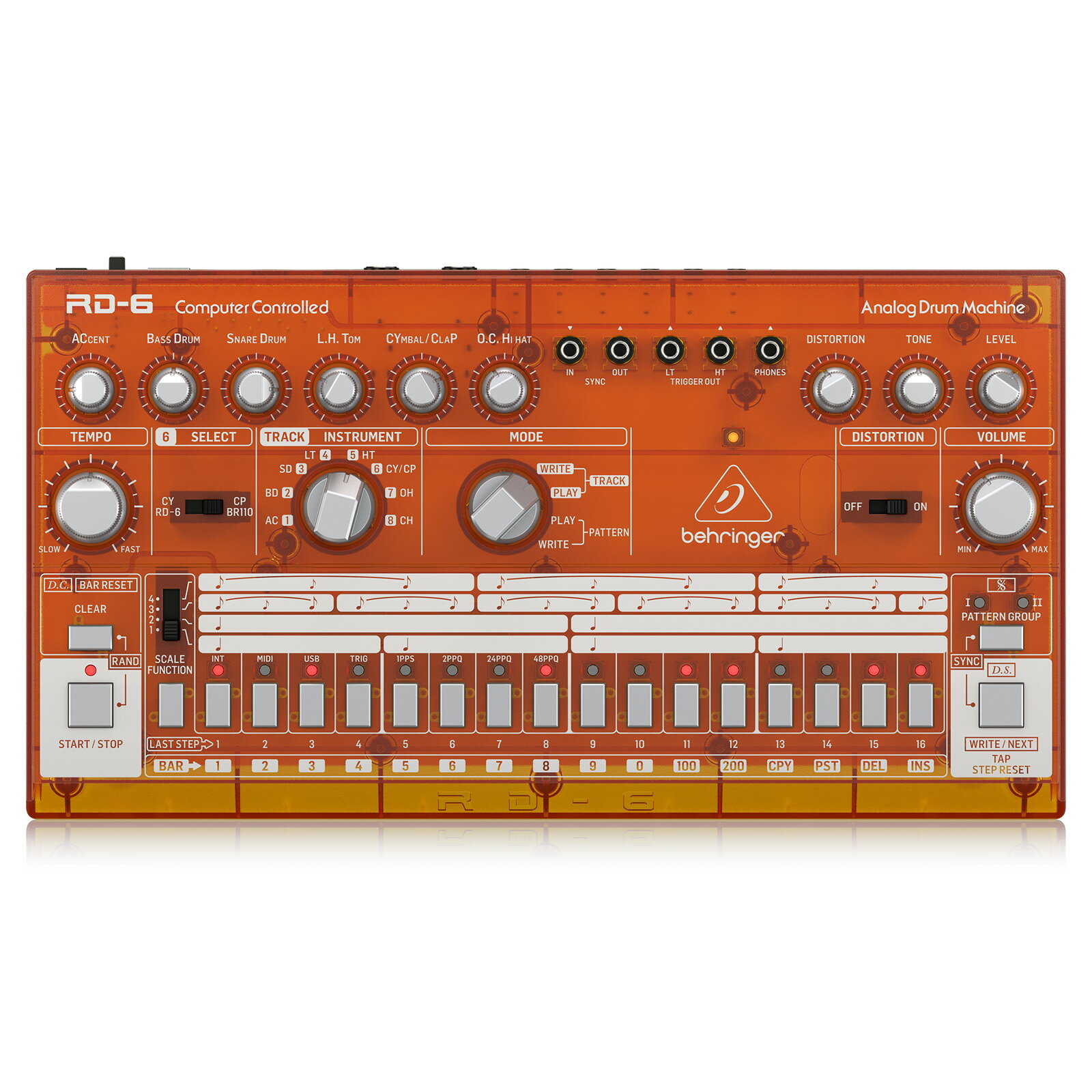 BEHRINGER RD-6-TG アナログ ドラムマシン オレンジ ヴィンテージ リズムマシン パーカッション トラックメイカー シーケンサー ハウス テクノ グルーヴ EDM TR-606 タンジェリン 国内正規品 ベリンガー rd-6 rd6 オーディオインターフェース オーディオインターフェイス