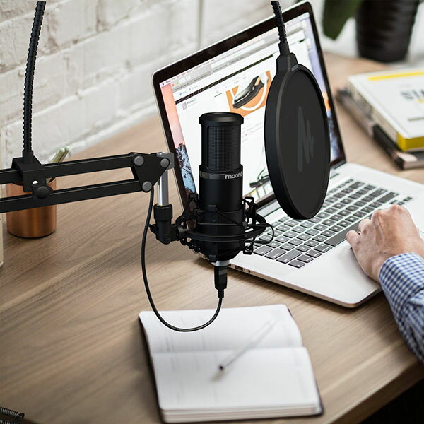 MAONO AU-PM420 USBマイク/アームスタンドセット | パソコン PC USB接続 ポッドキャスティング ライブストリーミング YOUTUBE ユーチューバー 配信 マイクスタンド ケーブル付属 アームスタンド ポッドキャスト マイク 配信用マイク 卓上マイク
