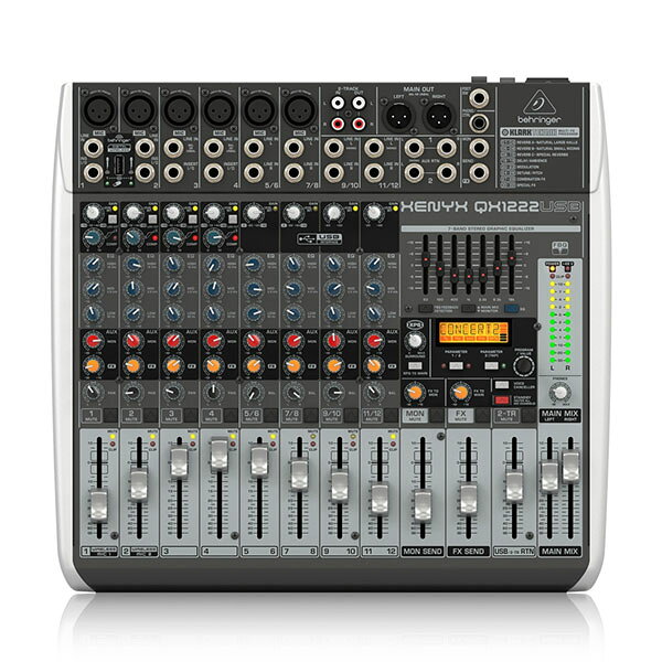 Hibino.com ストア(ヒビノ公式)のBEHRINGER QX1222USB XENYX アナログミキサー | USBオーディオインターフェース機能 3バンドEQ グラフィックイコライザー デジタルエフェクターリバーブ ディレイコンプレッサー 12チャンネル入力 小規模ライブ イベント 国内正規品｜アングル2