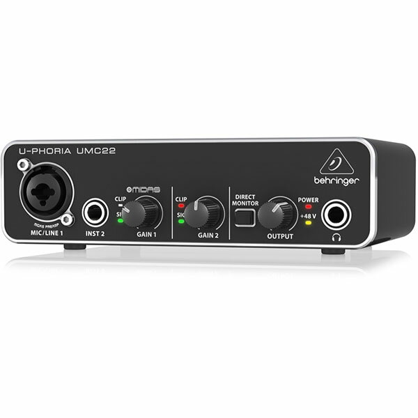 BEHRINGER UMC22 U-PHORIA オーディオインターフェース | USB インターフェース マイク パソコン PC 録音 接続 DTM DAW 高音質 ポッドキャスト 配信 ベリンガー オーディオ インターフェイス 音響機器 国内正規品 安心の3年保証