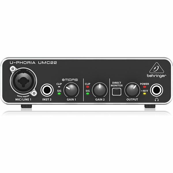 BEHRINGER UMC22 U-PHORIA オーディオインターフェース | USB インターフェース マイク パソコン PC 録音 接続 DTM DAW 高音質 ポッドキャスト 配信 ベリンガー オーディオ インターフェイス 音響機器 国内正規品 安心の3年保証