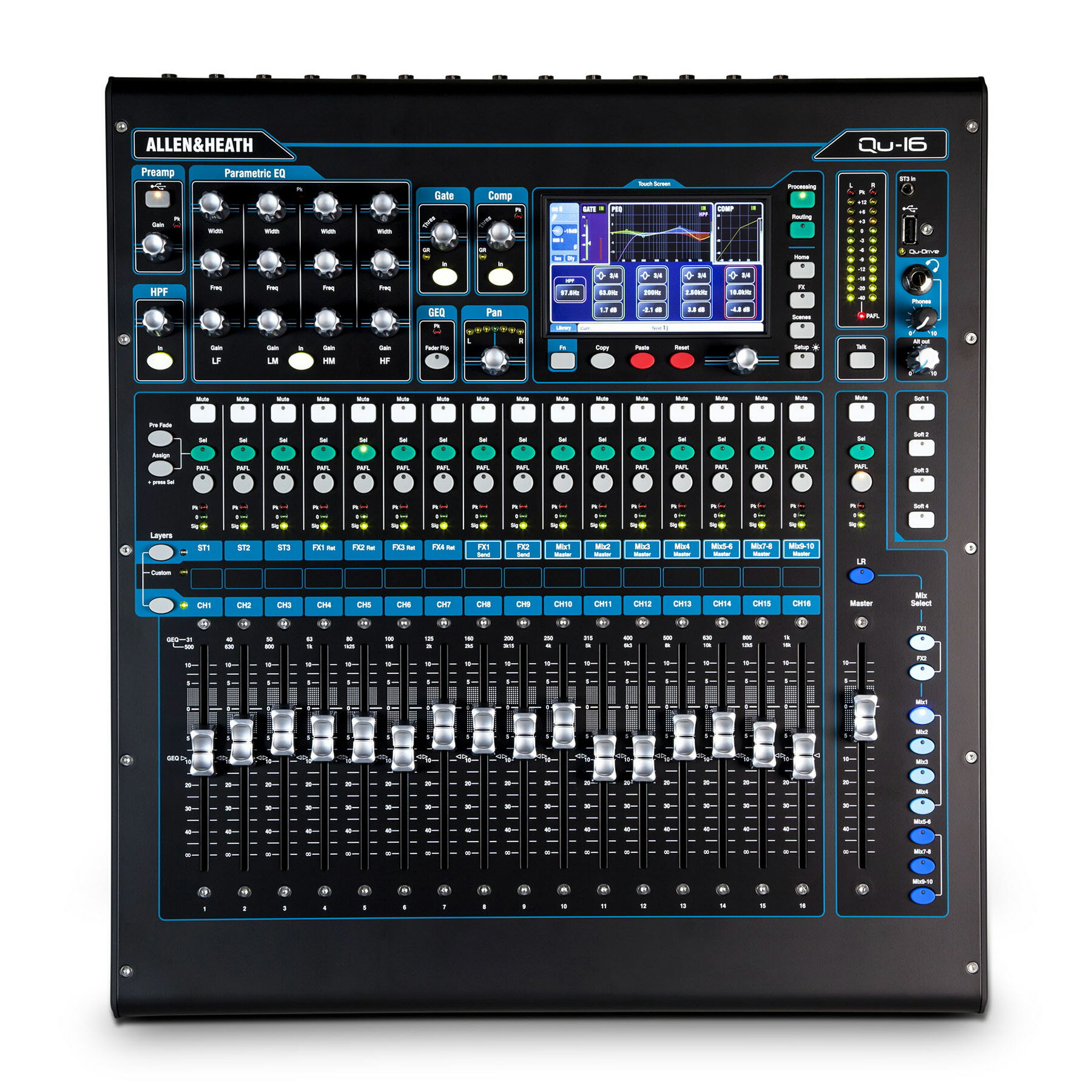 Allen & Heath Qu-16 デジタルミキサー |ライブ スタジオ レコーディング マルチトラックUSBレコーダー マイクミキサー リモコンアプリ アレンアンドヒース アレヒ