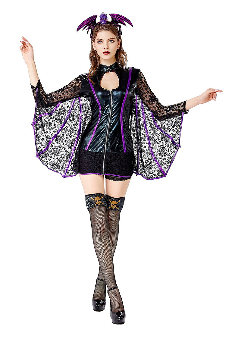 ハロウィン仮装 コウモリ バットウーマン コスプレ衣装 セクシー 動物 アニマル キャラクター 女性 お化け 余興 レディース お姫様 文化祭 魔法使い 小悪魔 デビル ハロウイン ハロウィーン パーティー ハロウィンコスチューム イベント 宴会 cosplay 舞台衣装