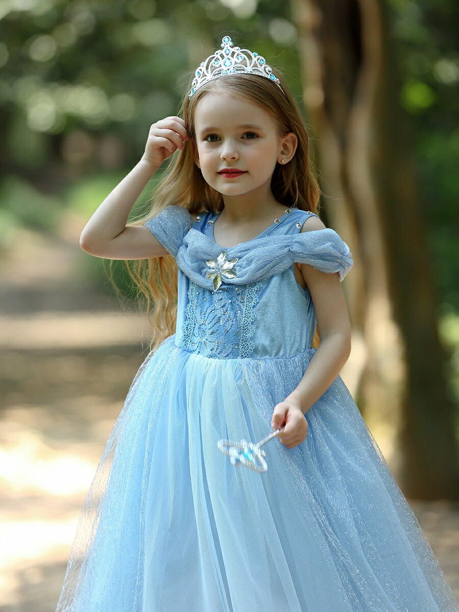 お姫様ドレス 子供ワンピース キッズ 子供 ドレス 子ども コスプレ衣装 大好きな お姫様 代引不可 に変身 ｆｔｘ 2329 シンデレラコスプレ コスチューム ロング 服 水色 青 なりきり 人気 女の子用 子供用 蝶々ワンピース ブルー 誕生日 プリンセス ワンピース 衣装