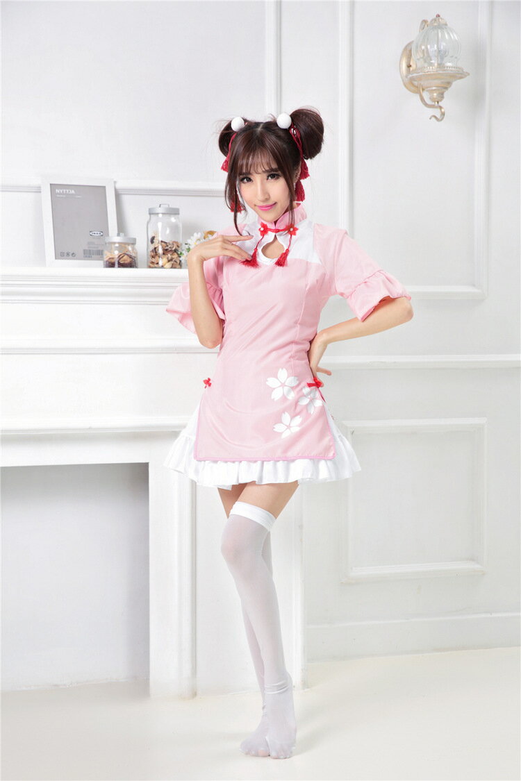 ワンピース チャイナドレス 無地 コスプレ衣装 ドレス チャイナ服 コスチューム かわいい チャイナ レディース 大人 ロリ ロリータ 服 ロリータコスプレ ロリィタ 中華 仮装 女性 余興 女性用 可愛いコスプレ コスプレ 衣装 ハロウィン 翌日配達 ピンク 2