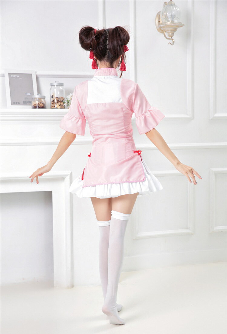 ワンピース チャイナドレス 無地 コスプレ衣装 ドレス チャイナ服 コスチューム かわいい チャイナ レディース 大人 ロリ ロリータ 服 ロリータコスプレ ロリィタ 中華 仮装 女性 余興 女性用 可愛いコスプレ コスプレ 衣装 ハロウィン 翌日配達 ピンク 3